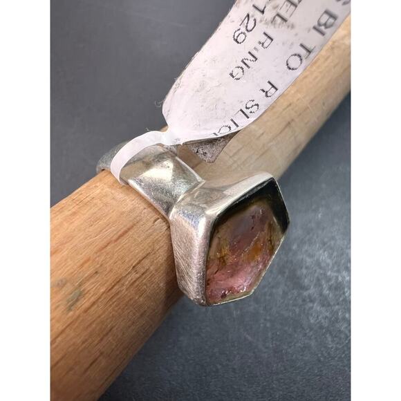 NEW watermelon tourmaline sterling silver ring size 8 - Picture 6 of 11